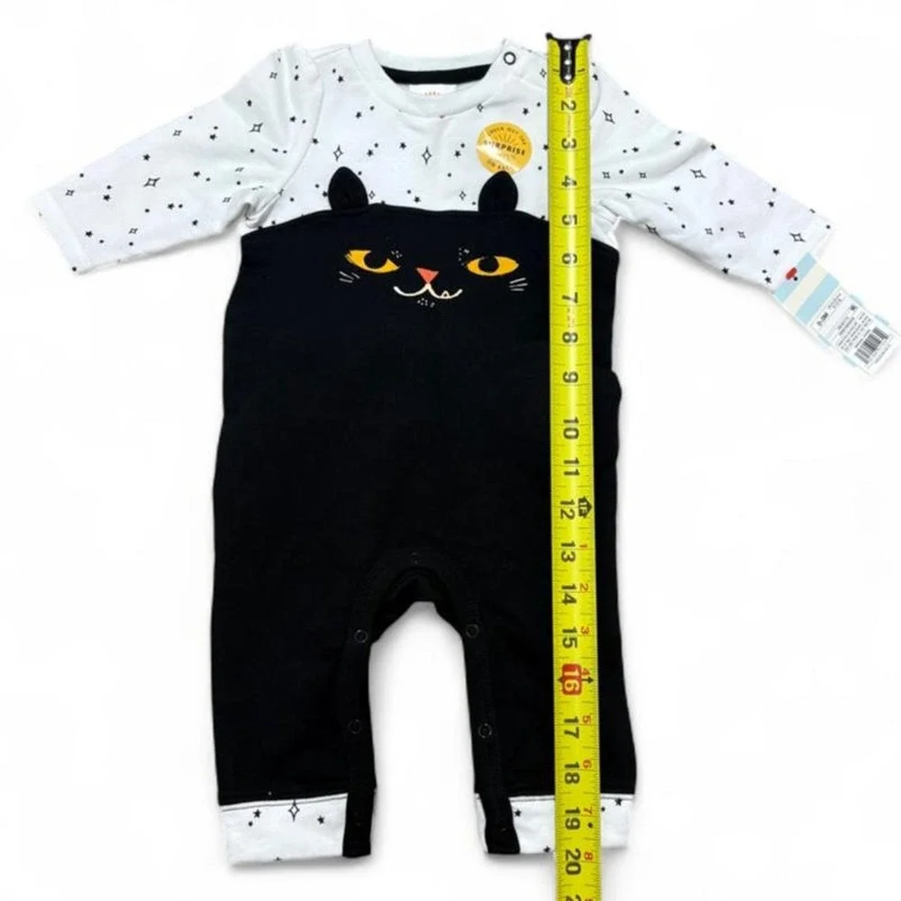 Spooky Kitty Ruffle Romper Whimsy goth Witchy Cat & Jack 0-3M Halloween Fairy